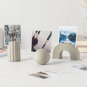 Concrete Photo/Business Card Holders - Spherical, Arch Shaped, or Pillar with Geometric Design
