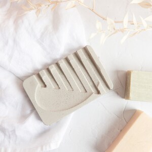 Ridged rectangular concrete soap dish, draining sop dish perfect for the bathroom. Several colours available