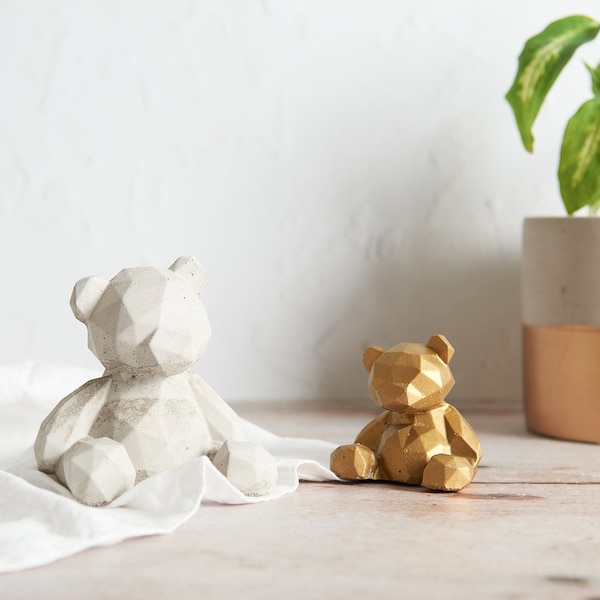 Teddybär aus Beton || Neues Baby Geschenk || 1. Geburtstagsgeschenk || Freund Geschenk || Beton Dekor || Schreibtisch Zubehör