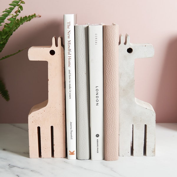 Giraffe Concrete Book Ends, order individually or as a pair, a great gift for the nursery