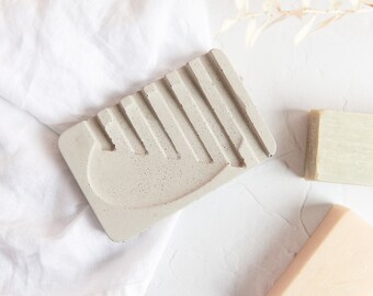 Ridged rectangular concrete soap dish, draining sop dish perfect for the bathroom. Several colours available