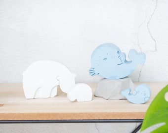 Concrete Antarctic Animal Figures || Nursery Shelf Decor || Concrete Animals || New baby Gift || Baby Room Decor