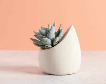 Rain drop inspired concrete plant or candle pot, great for succulents or cacti, Can be made with or without drain hole