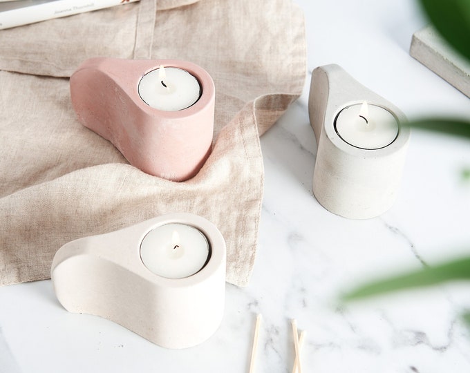 Scandinavian style Concrete Tea Light Holders. Nordic inspired cup shaped tea light holders are perfect winter decor