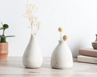 Minimal Concrete Bud Vases, simple dried flower vases, available in two styles and several colours, perfect as a Christmas gift (EDVS2)