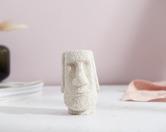 Concrete Easter Island Statue, 3d Moai Statue, great shelf or home decor. Moai shelf decor