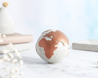 3d Concrete Copper Globe, perfect as a paper weight or for a 7th copper anniversary