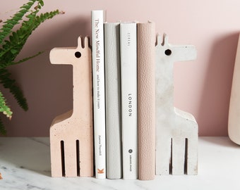 Serre-livres en béton girafe, à commander individuellement ou par paire, un excellent cadeau pour la pépinière