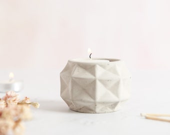 Geometric Concrete Tea Light Holder, 3 concrete colours available and perfect minimal home decor for any room in the house