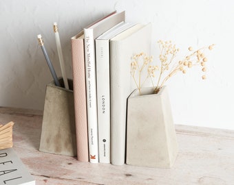 Sujetalibros de hormigón hechos a mano: decoración minimalista para el hogar