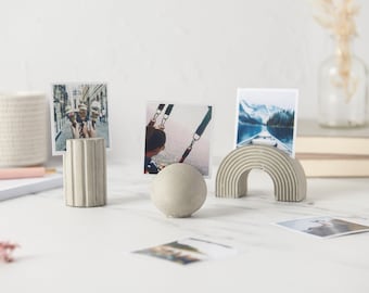 Concrete Photo/Business Card Holders - Spherical, Arch Shaped, or Pillar with Geometric Design
