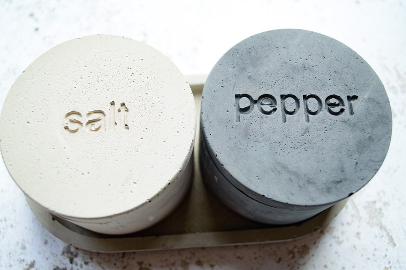 Concrete Salt and Pepper Pinch Pot Set, perfect for a minimal modern kitchen. New home gift image 8