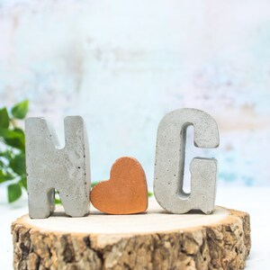 Custom Concrete Initial Gift Set, includes two 3d letters and a cute mini 3d heart Raw Letters Copper Heart image 9