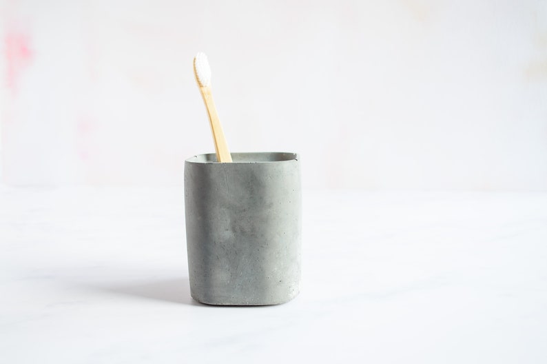 Minimal concrete toothbrush holder, Perfect minimal bathroom decor and available in multiple concrete colours image 5