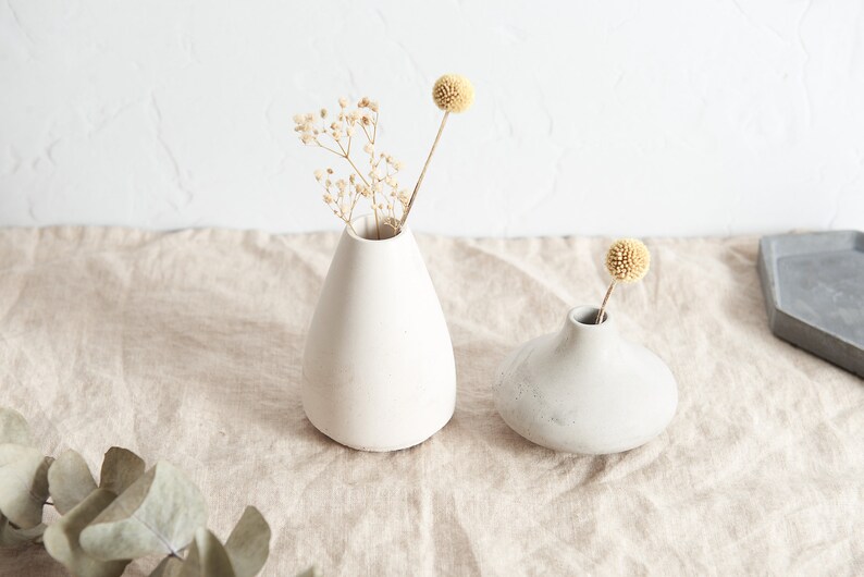 Minimal Concrete Bud Vases, simple dried flower vases, available in two styles and several colours, perfect as a housewarming gift EDVS1 image 2