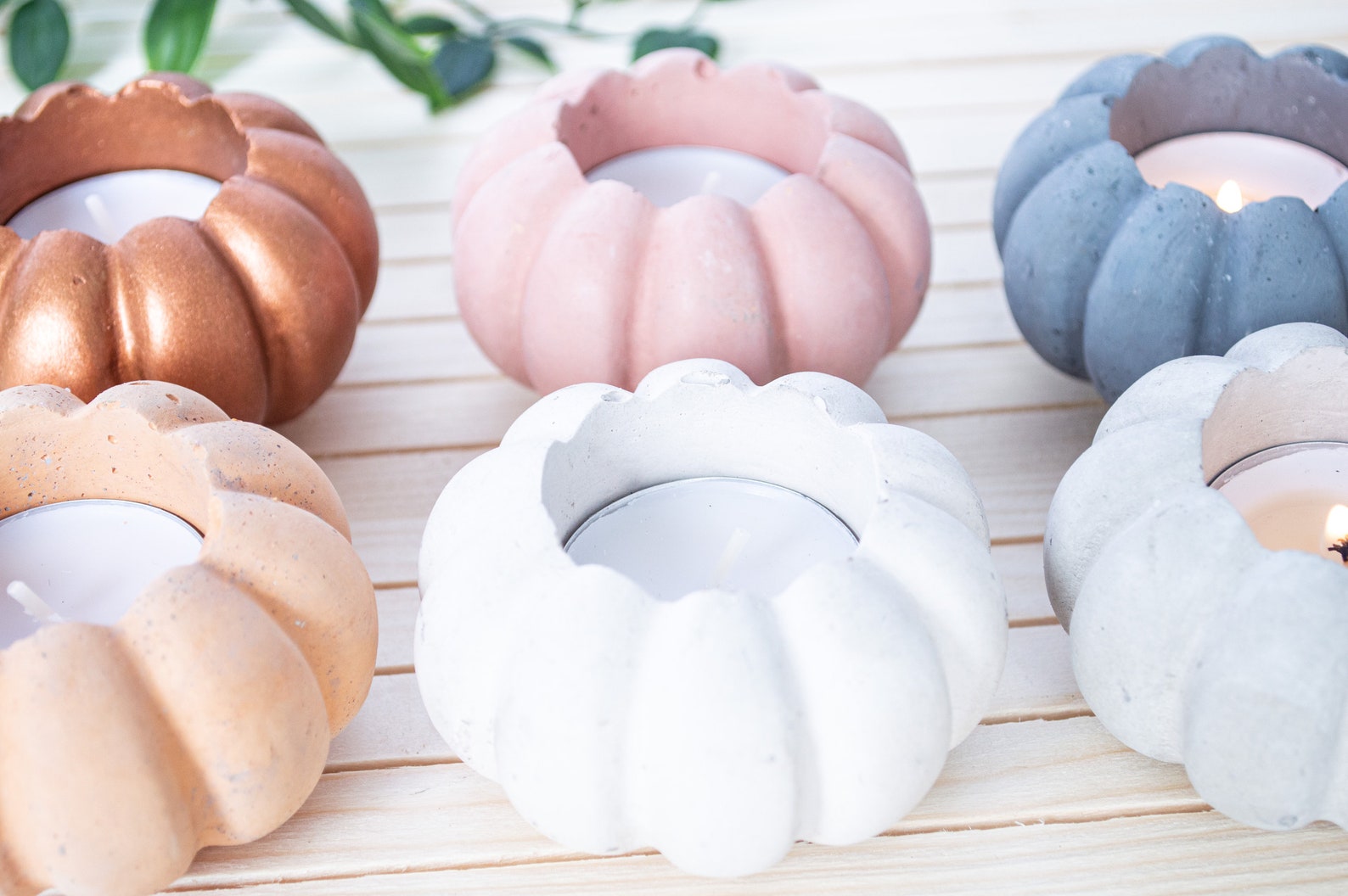 Pumpkin Tea Light Holder Made From Concrete Perfect for Etsy UK