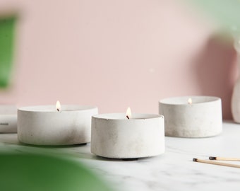 Round Concrete Tea Light Holders, available in 3 sizes. Perfect home decoration this Christmas