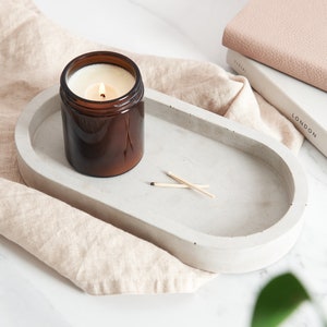 Oval concrete tray, handmade tray perfect storage for trinkets, candles or keys and a great present