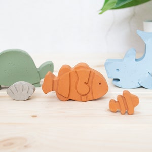 Concrete Marine Life Animal Figures || Nursery Shelf Decor || Concrete Animals || New baby Gift || Baby Room Decor