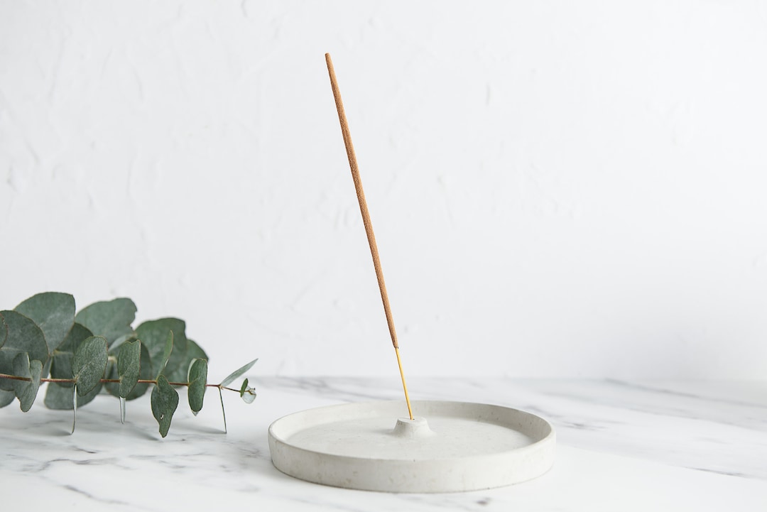 Round Concrete Incenses Burner, Minimal Design and Holds an Intense