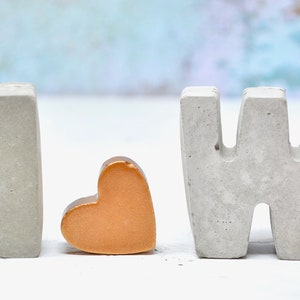 Custom Concrete Initial Gift Set, includes two 3d letters and a cute mini 3d heart Raw Letters Copper Heart image 8