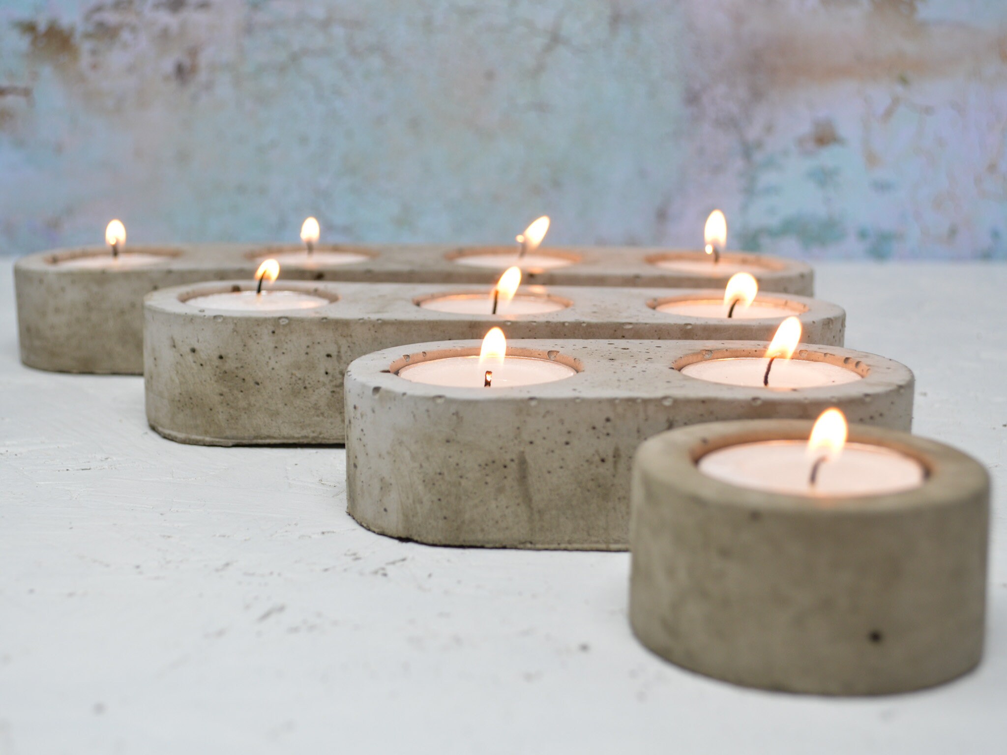 Multiple Tea Light Holders Concrete Tea light holder Etsy