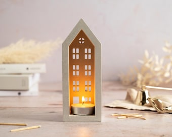Concrete House Shaped Candle Holder