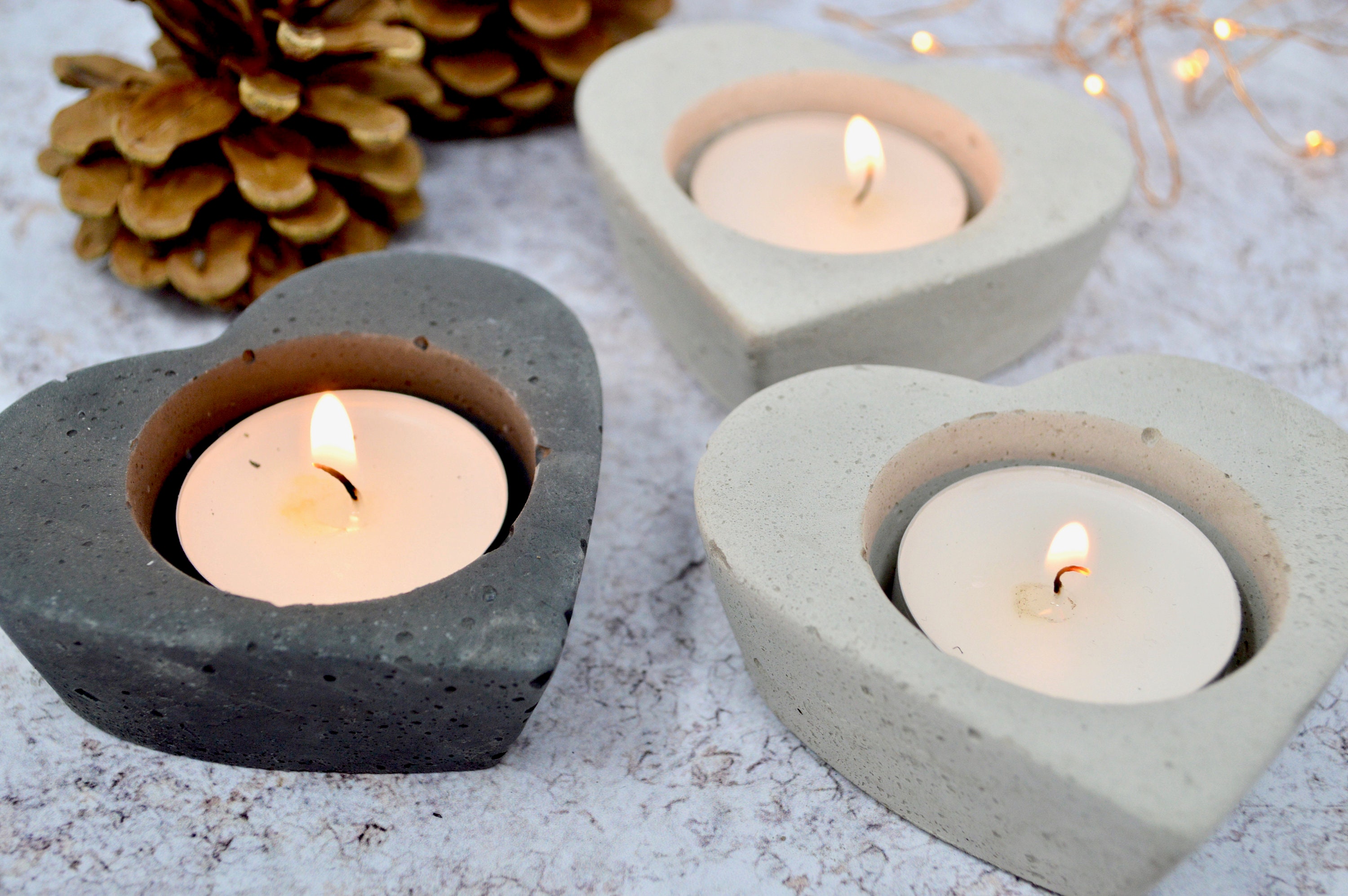 Set of 3 Heart Shaped Tea Light Holder Girlfriend Gift Etsy UK