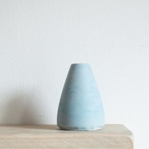 Minimal Concrete Bud Vases, simple dried flower vases, available in two styles and several colours, perfect as a housewarming gift EDVS1 Blue Concrete