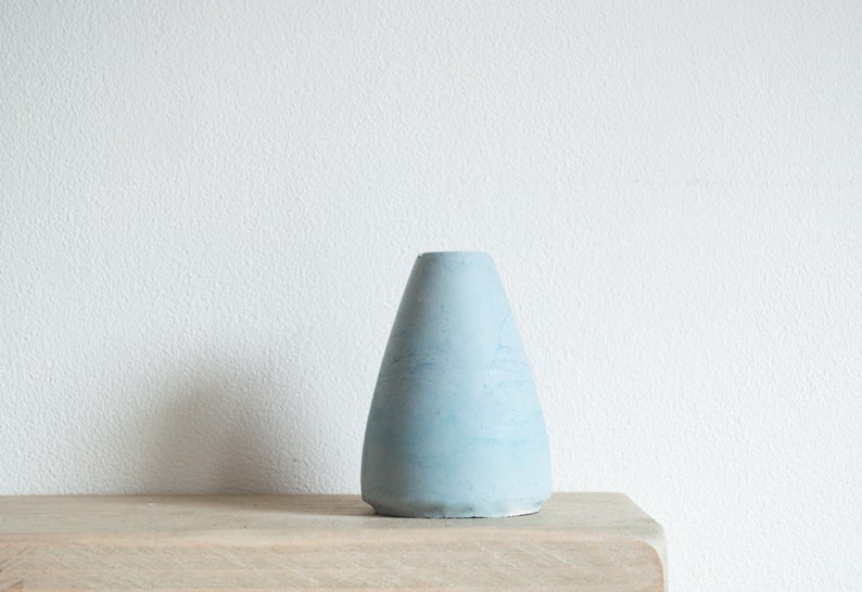 Minimal Concrete Bud Vases, simple dried flower vases, available in two styles and several colours, perfect as a housewarming gift EDVS1 Blue Concrete