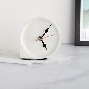 Round minimal concrete clock, modern desk clock, perfect for the office or mantlepiece image 7