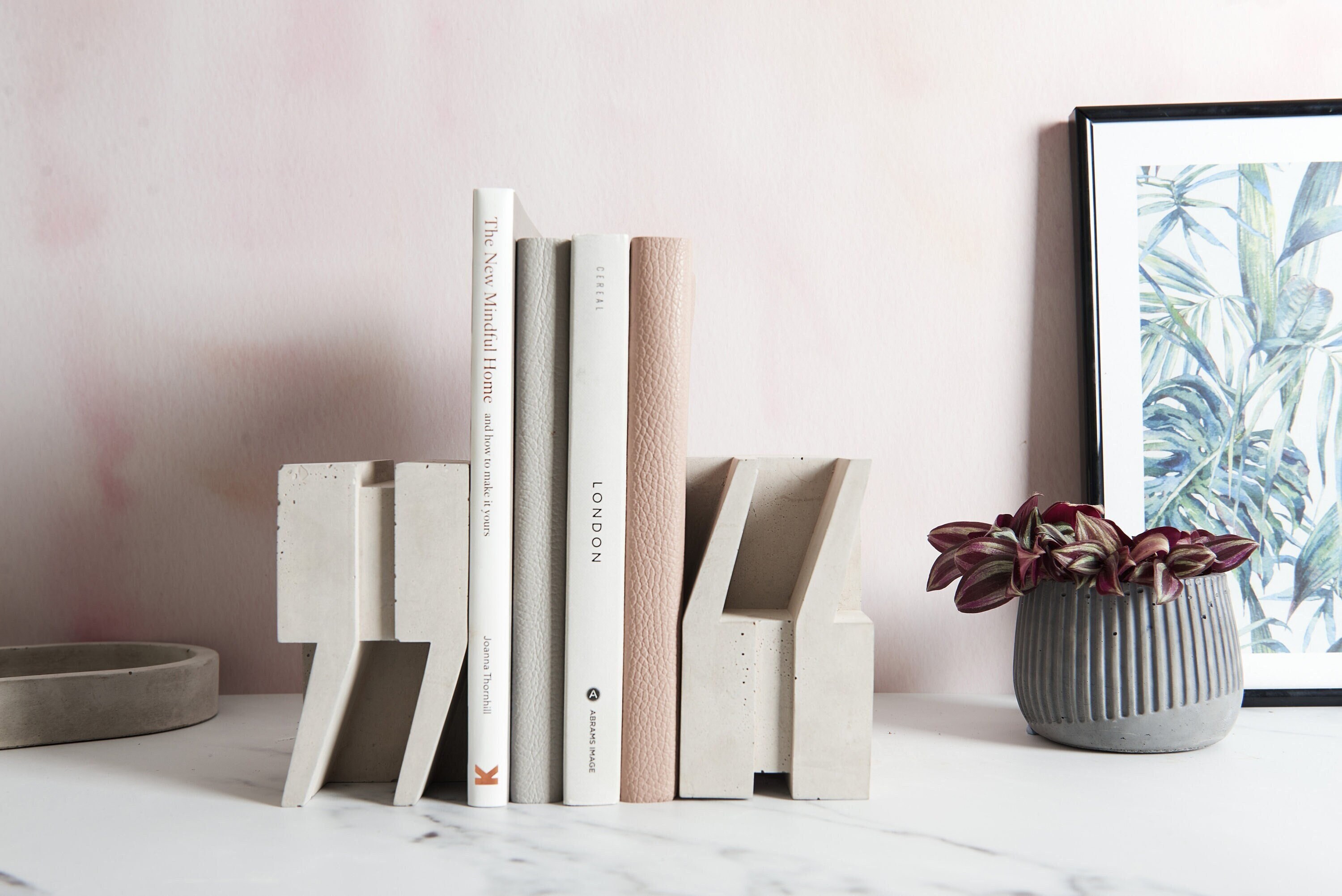 Handmade Concrete Speech Mark Bookends Modern Home Decor