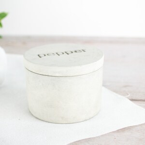 Concrete Salt and Pepper Pinch Pot Set, perfect for a minimal modern kitchen. New home gift image 6