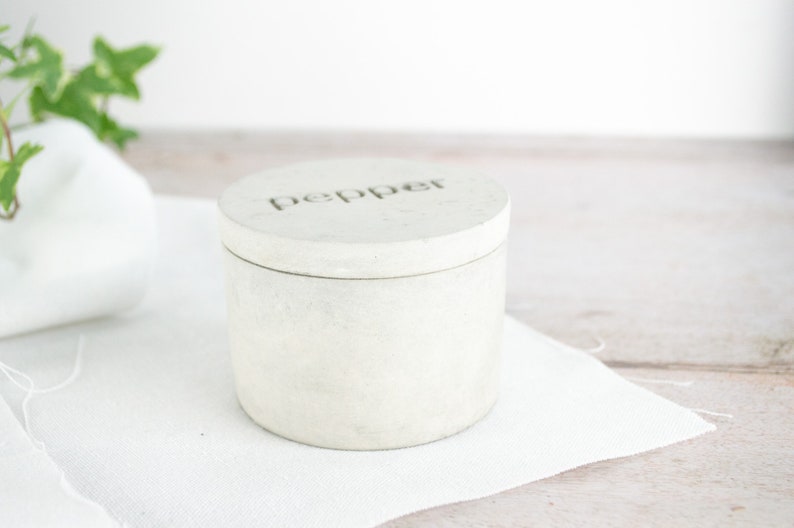 Concrete Salt and Pepper Pinch Pot Set, perfect for a minimal modern kitchen. New home gift image 6