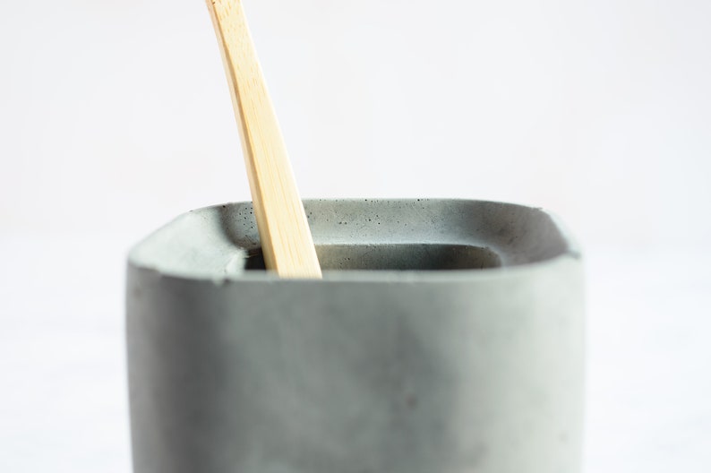 Minimal concrete toothbrush holder, Perfect minimal bathroom decor and available in multiple concrete colours image 6