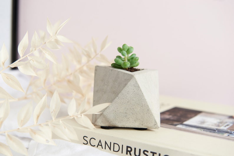 Geometric Triangular indoor Concrete Air Plant Holder Holder. Available in several concrete colours image 1