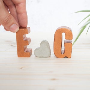 Couple initials gift set, Concrete 3d letter set, Copper anniversary gift set, two concrete letters and a mini 3d heart image 7