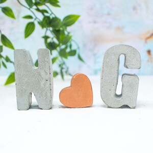 Custom Concrete Initial Gift Set, includes two 3d letters and a cute mini 3d heart Raw Letters Copper Heart image 10