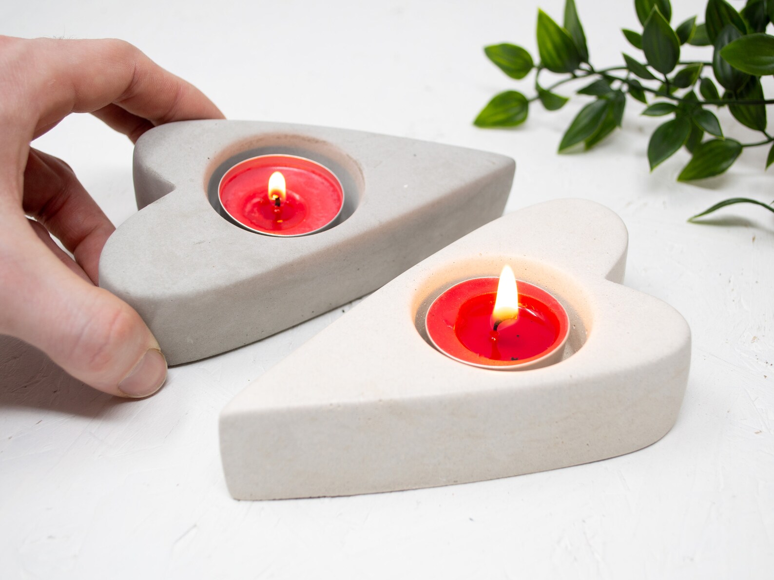 Heart Shaped Tea Light Holder Concrete Heart Candle Etsy UK