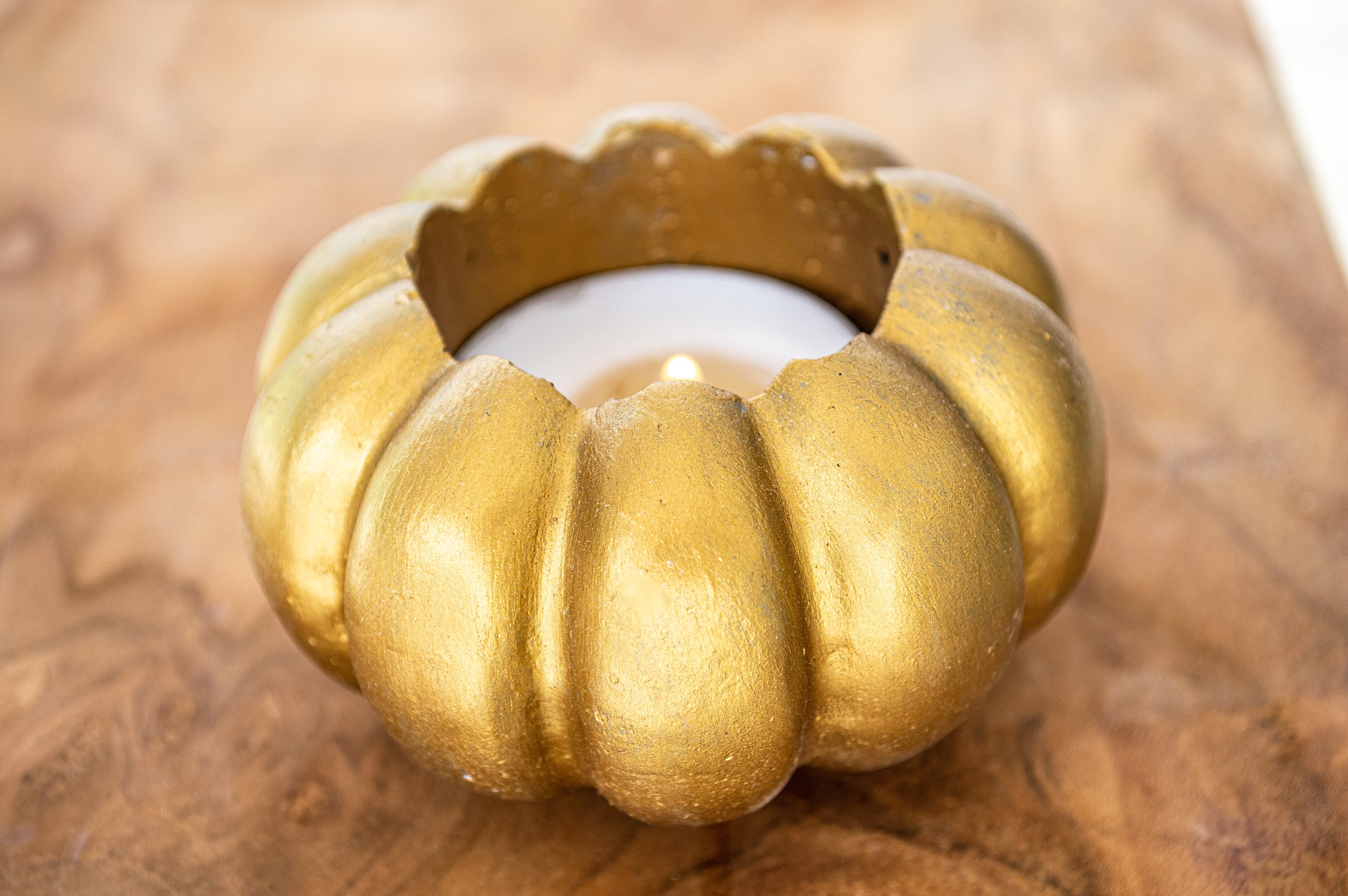 Pumpkin Tea Light Holder Made From Concrete Perfect for Etsy UK
