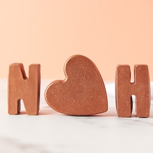 Juego de letras de cobre de hormigón 3D con corazón: decoración del hogar personalizada y elegante, juego de regalos del 7º aniversario
