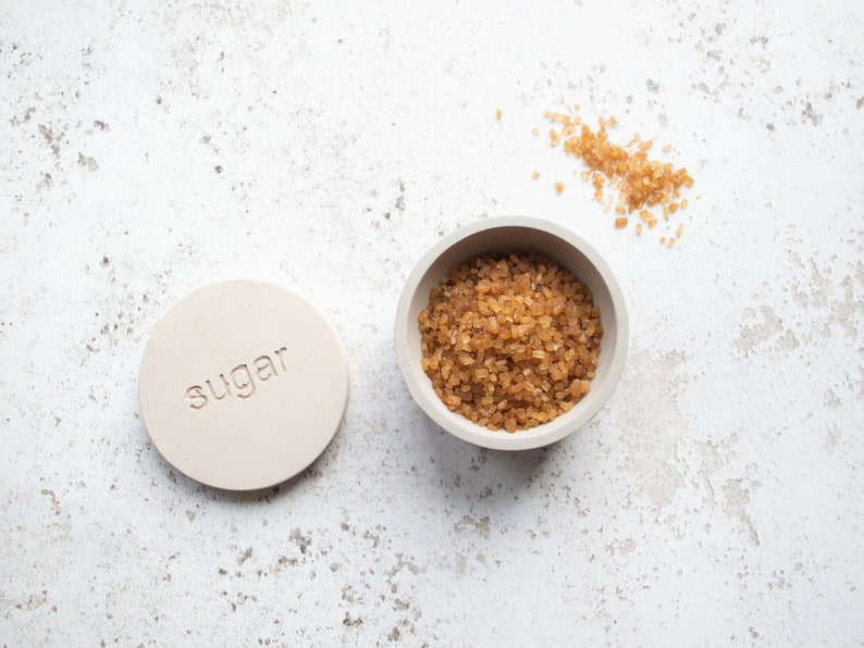 Concrete Salt and Pepper Pinch Pot Set, perfect for a minimal modern kitchen. New home gift image 3