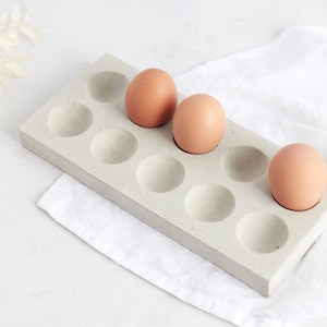 Porta-ovos de concreto feito à mão: decoração minimalista para cozinha, comporta 10 ovos