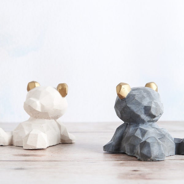 3d Geometric Concrete Teddies, handmade teddies that are perfect shelf decor