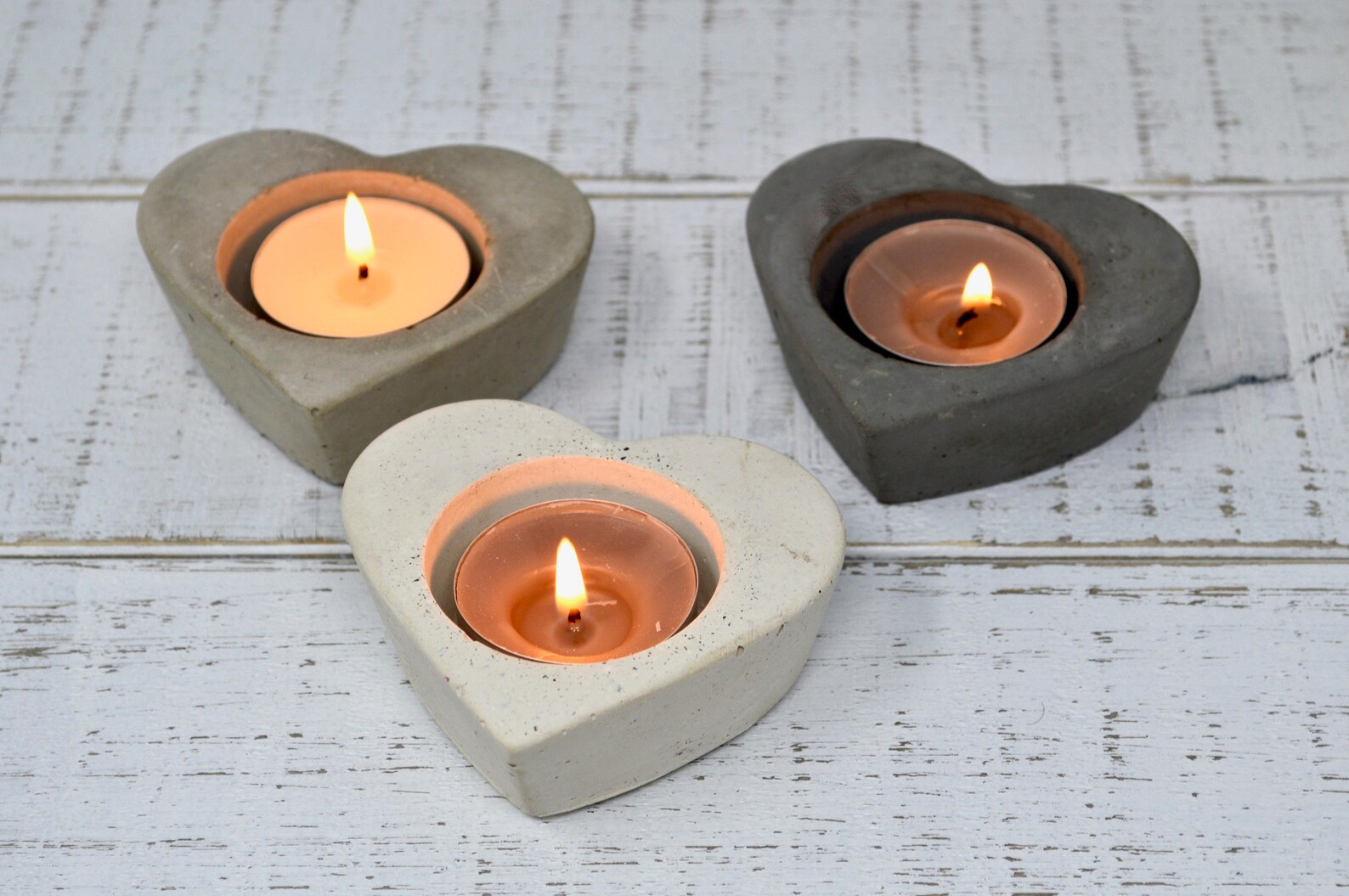 Heart Shaped Tea Light Holders Available in Multiple Concrete Etsy UK