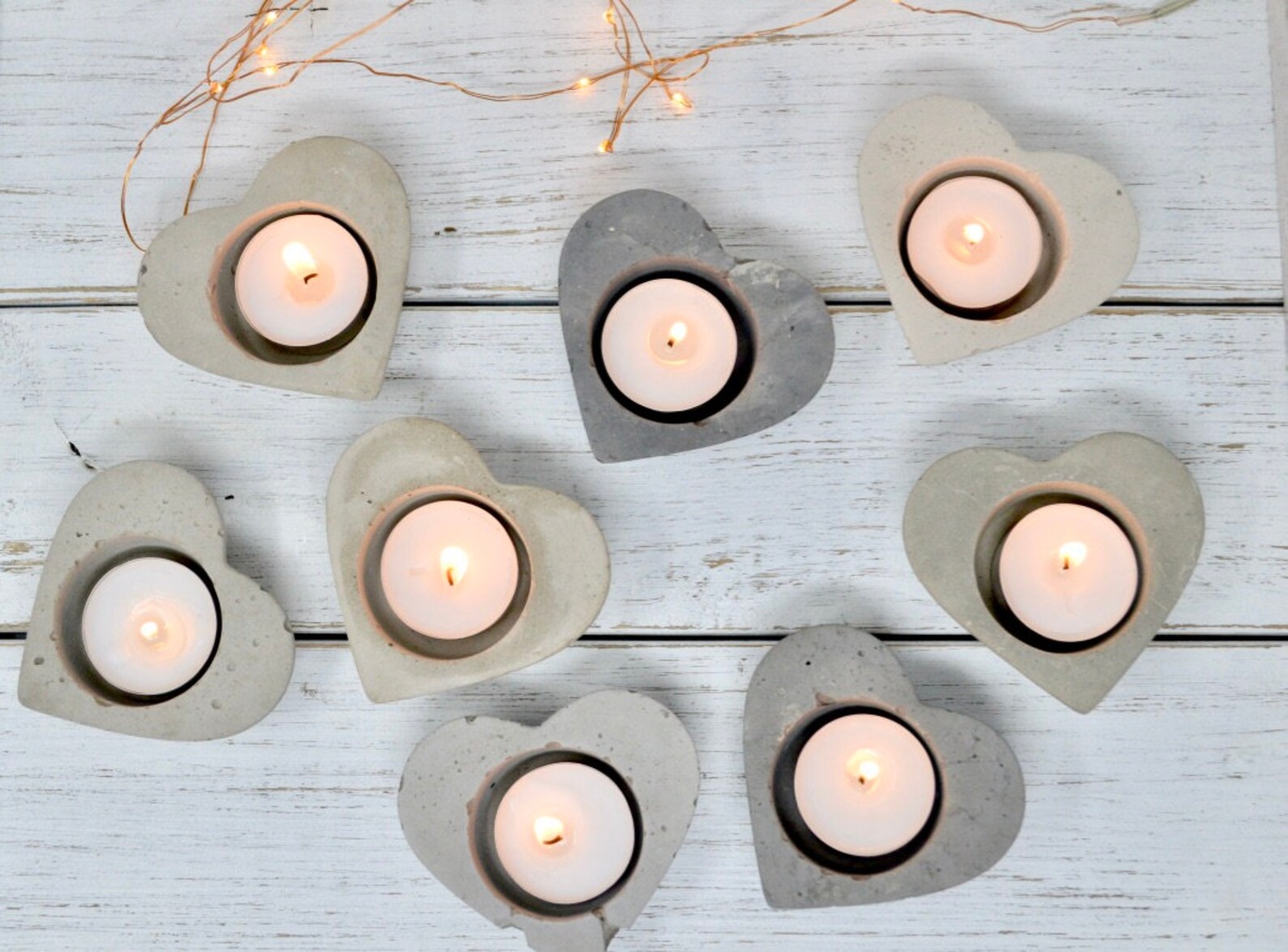 Heart Shaped Tea Light Holders Available in Multiple Concrete Etsy UK