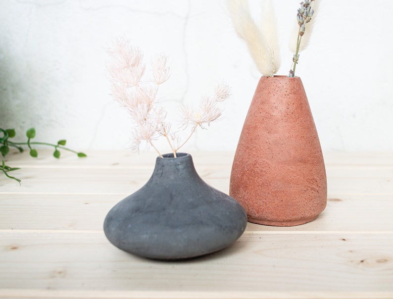 Minimal Concrete Bud Vases, simple dried flower vases, available in two styles and several colours, perfect as a housewarming gift EDVS1 image 8