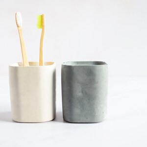 Minimal concrete toothbrush holder, Perfect minimal bathroom decor and available in multiple concrete colours image 4