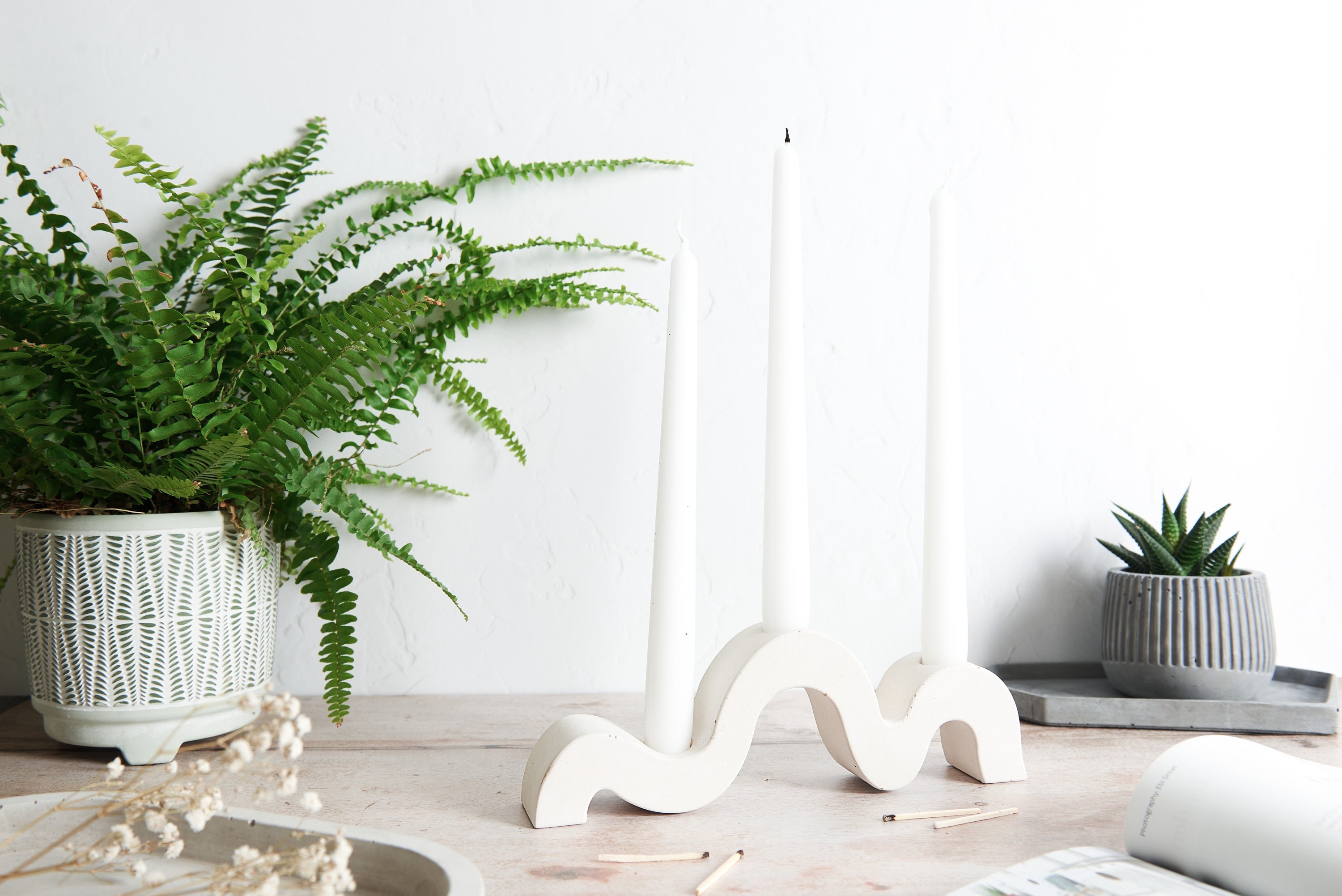 Wavey Concrete Candle