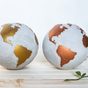 Globe de cuivre en béton 3d, parfait comme presse-papier ou pour un 7e anniversaire de cuivre image 10